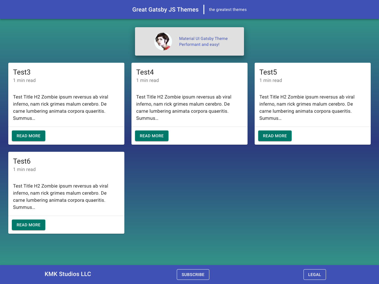 Gatsby Ggt Material-ui Blog screenshot