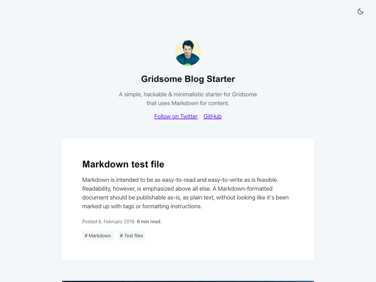Gridsome Starter Blog screenshot