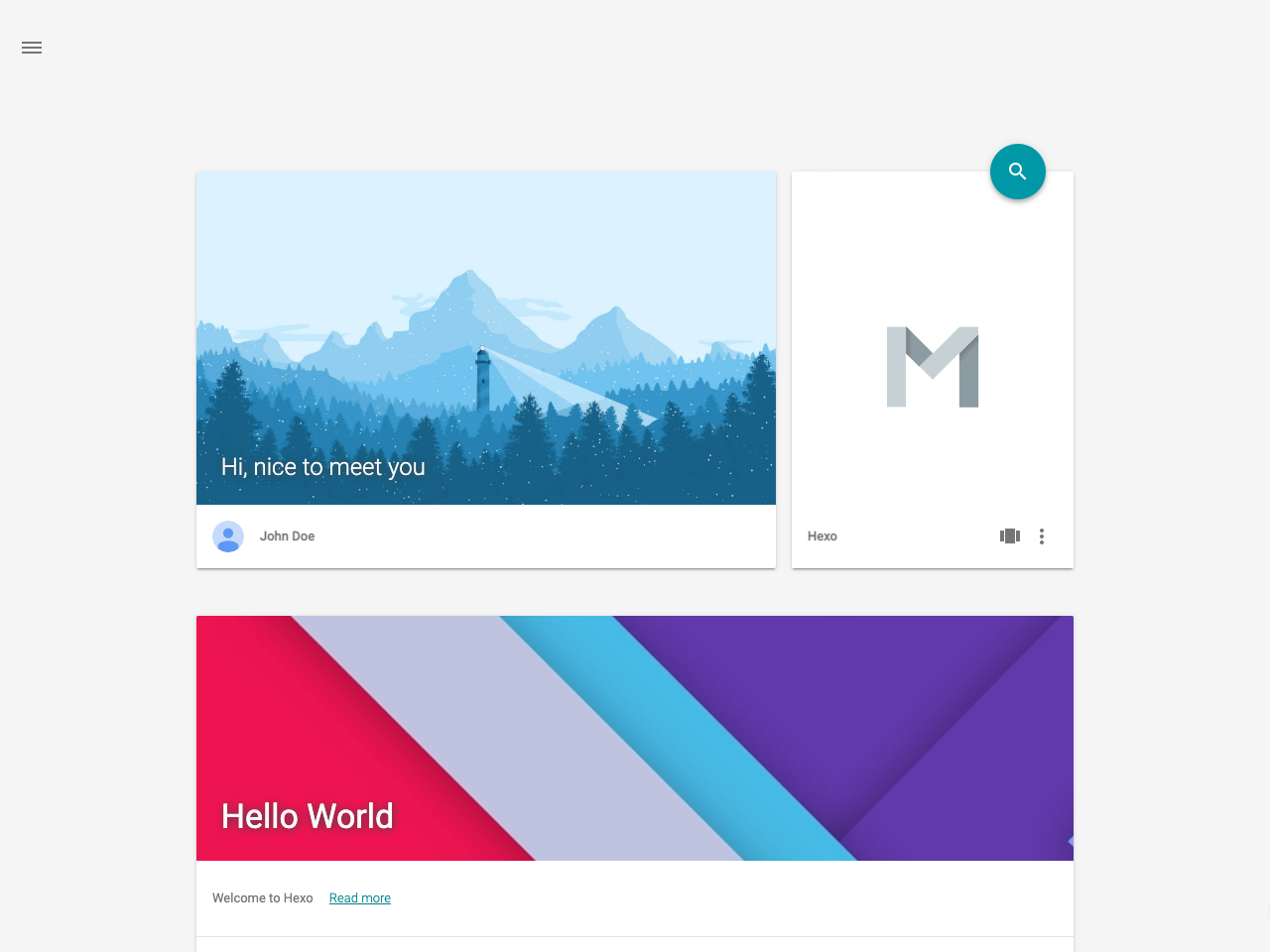 Hexo Material Netlify screenshot