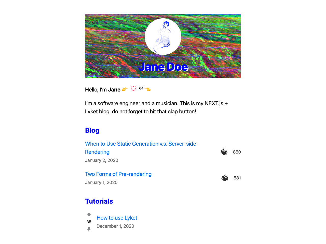 NextJS simple blog screenshot