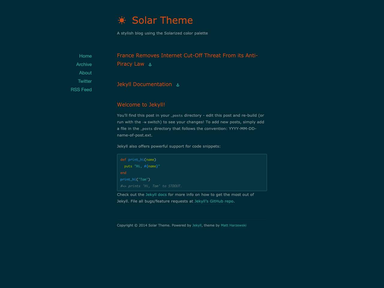 Solar Jekyll screenshot