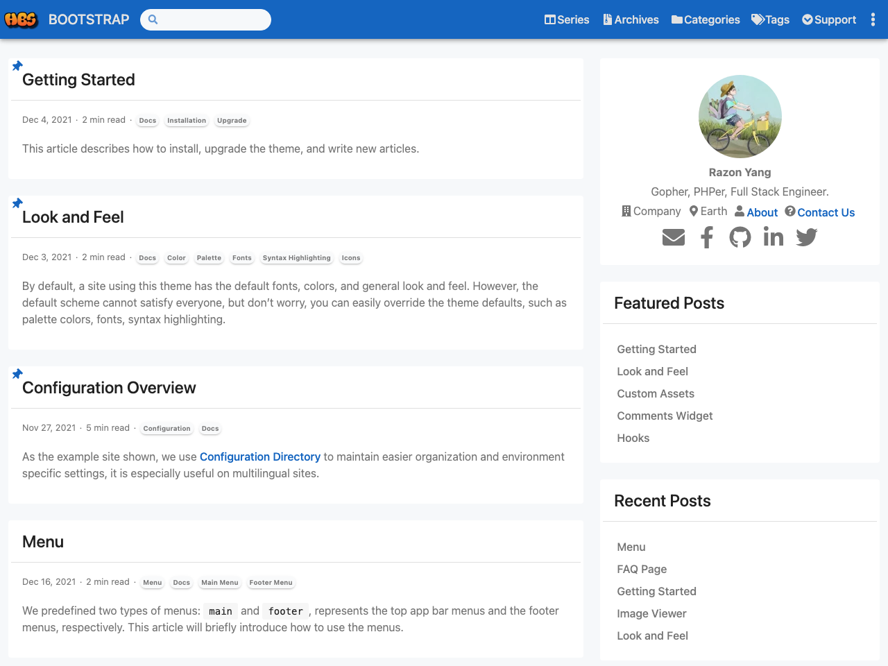Hugo Bootstrap Theme screenshot