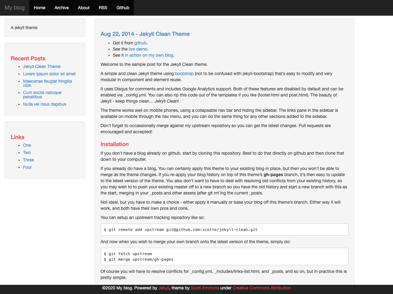 Jekyll Clean screenshot