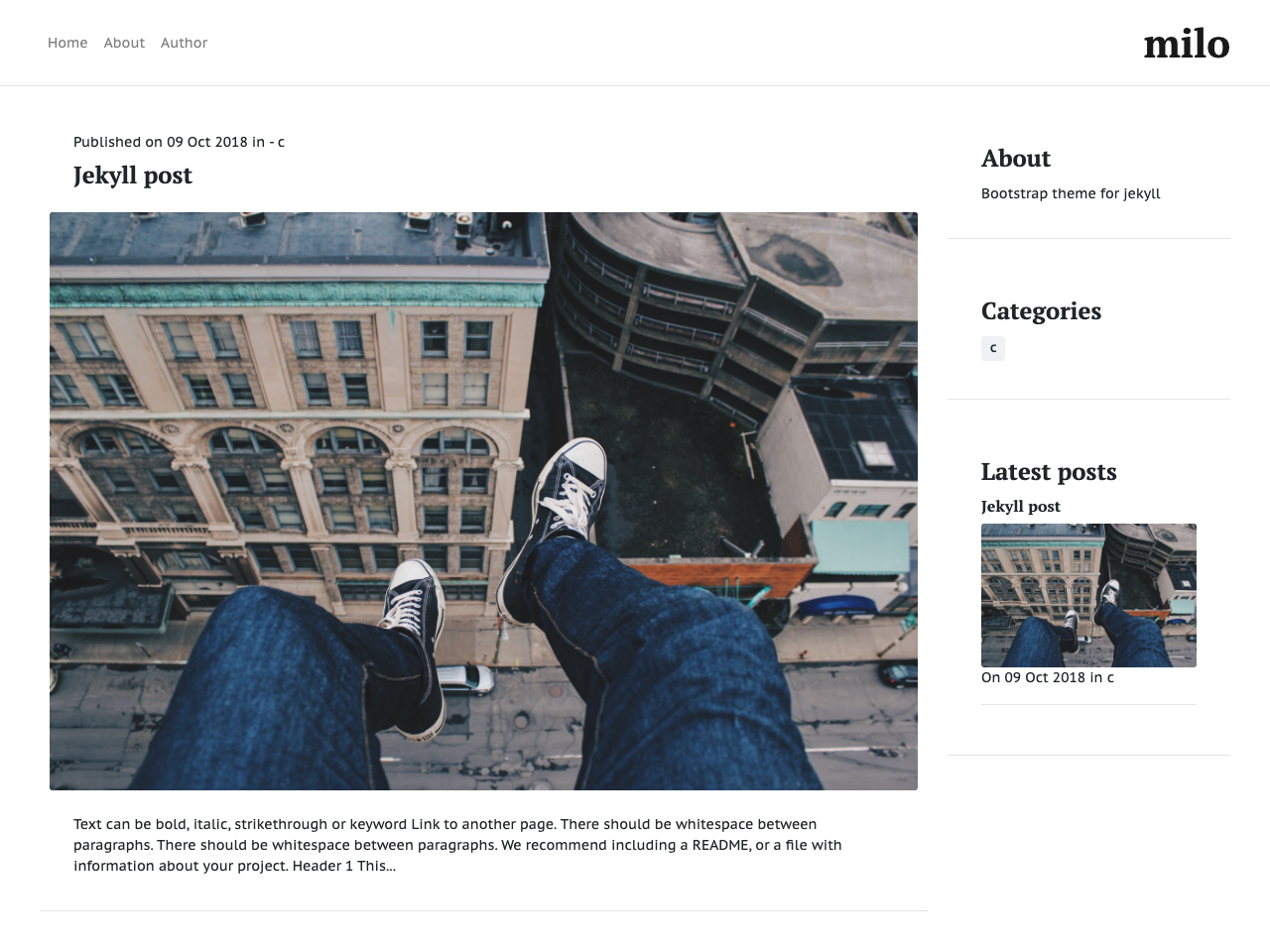 Milo Bootstrap screenshot