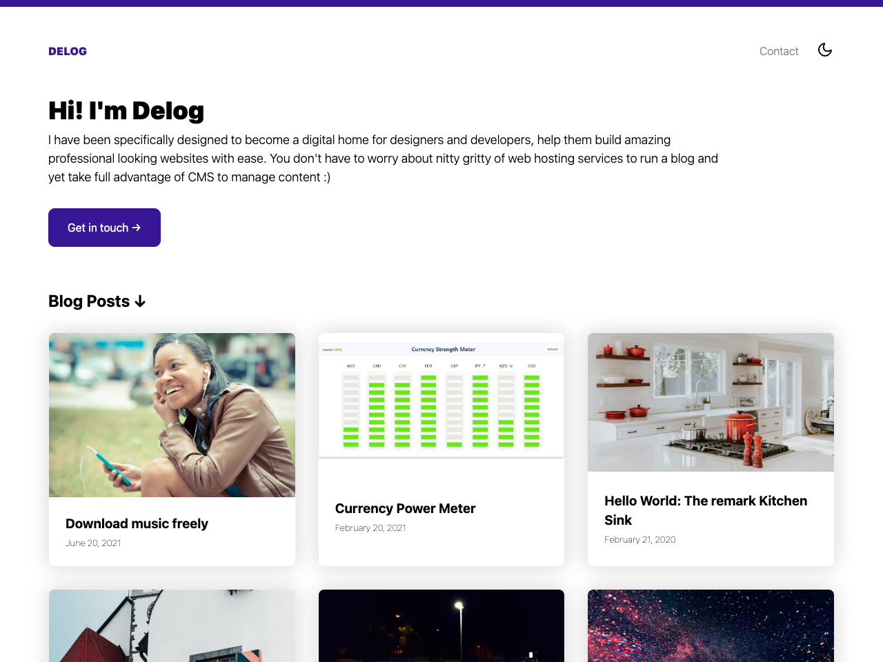 Delog GatsbyJS screenshot