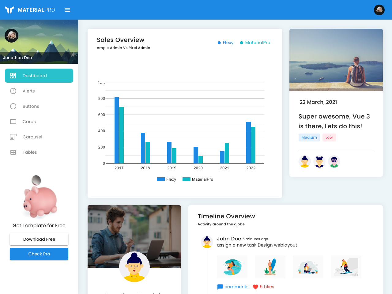 MaterialPro Free NuxtJs Admin Template screenshot